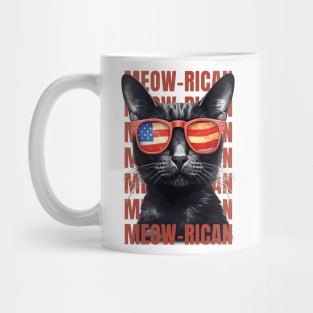 Meow-rican: Patriotic Cat Independence Day T-Shirt Mug